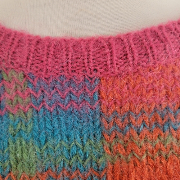 Vintage Fall Sweater By Gallagher • Mohair • Colorful • Cropped • Size XL - Picture 3 of 5